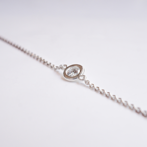 Bracelet solitaire sertis clos Diamant Rond or blanc (AL4002R)