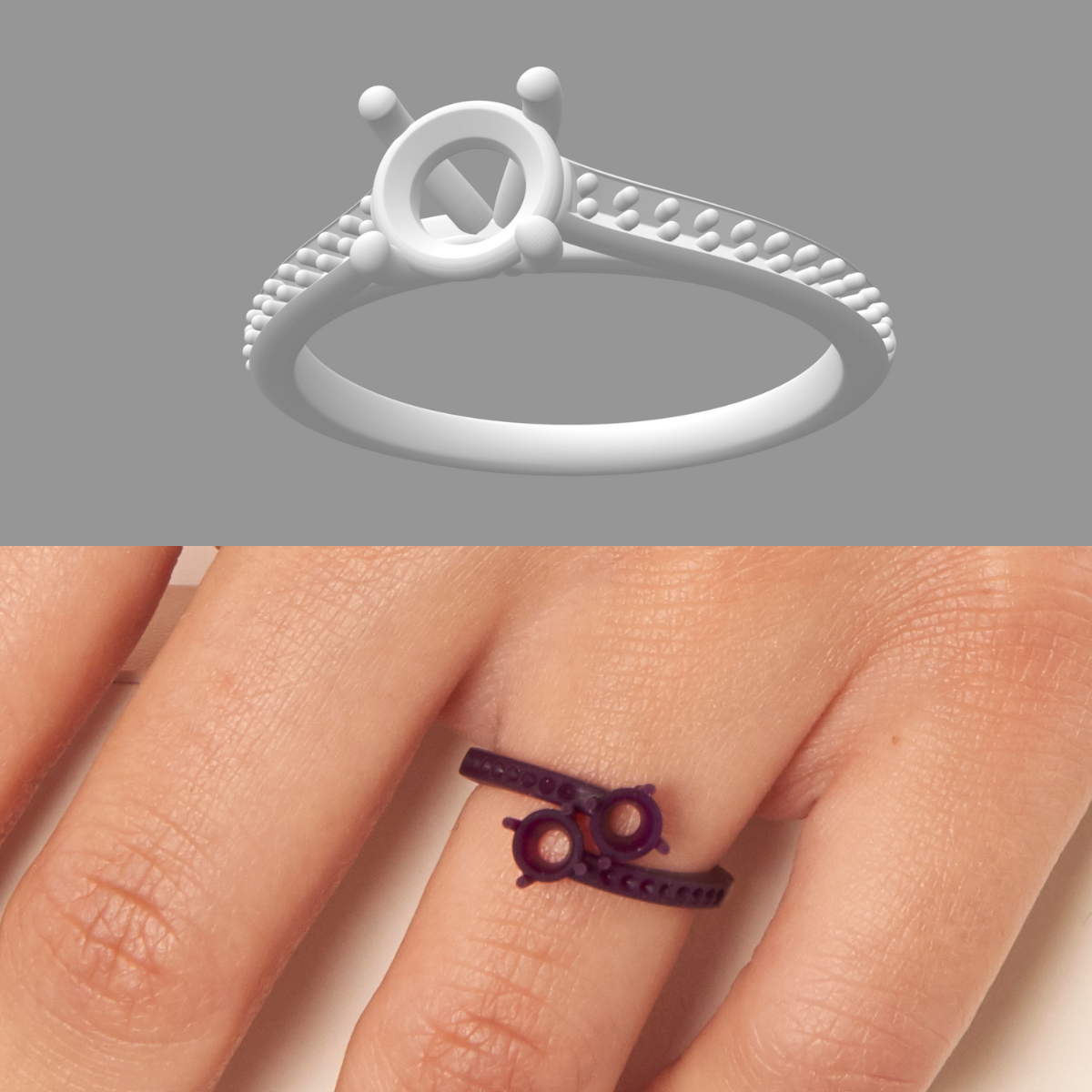 modélisation 3D de bague de fiançailles