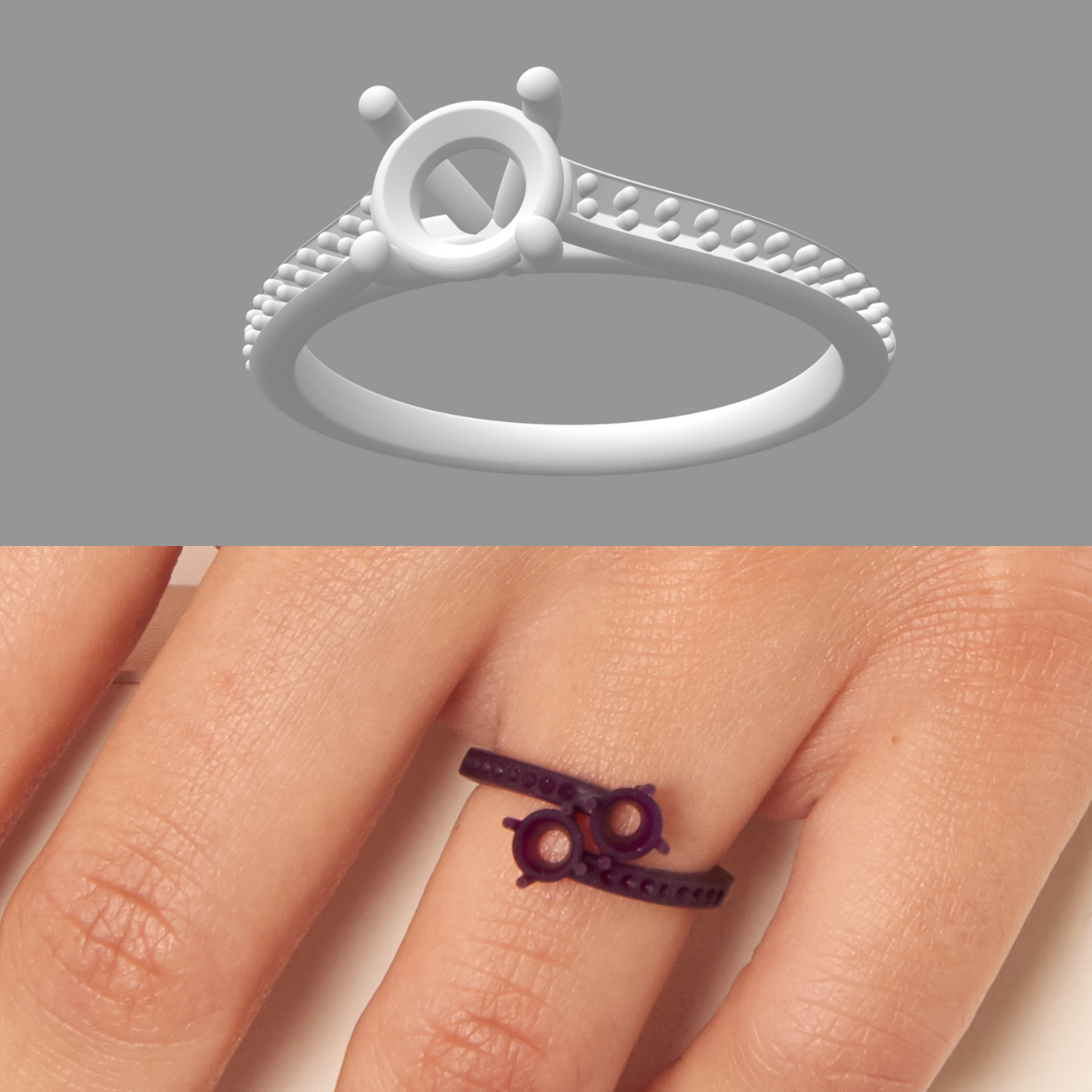 modélisation 3D de bague de fiançailles 