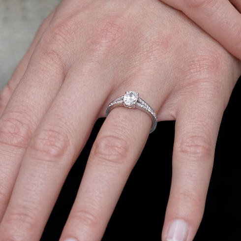 Bague Solitaire Cœur Cristal Argent 925 - Taille 58 - Vintage