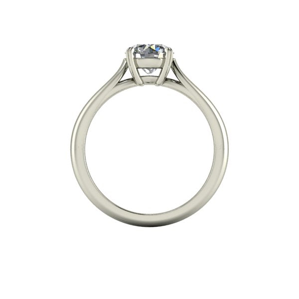 Bague solitaire diamant rond avec split or blanc (AL014R)