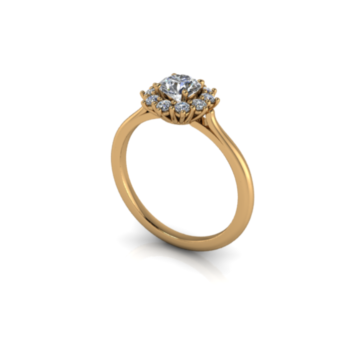 Bague a entourage type marguerite diamant rond or jaune AL007R