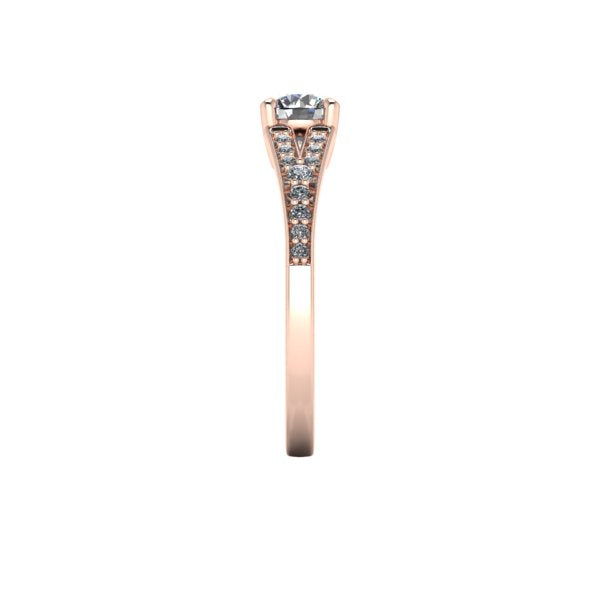 Bague solitaire diamant rond avec split et pavage or rose (AL011R)