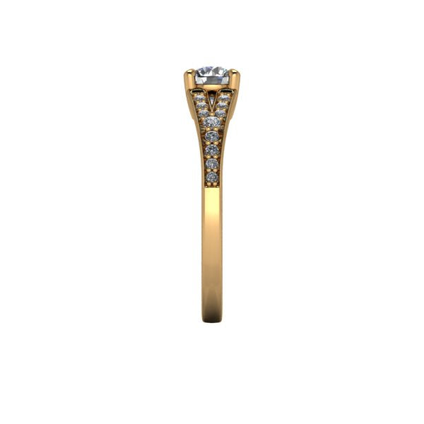 Bague solitaire diamant rond avec split et pavage or jaune (AL011R)