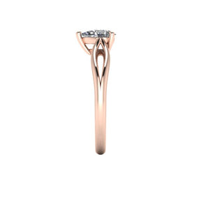 Bague solitaire diamant poire avec split or rose (AL014P)