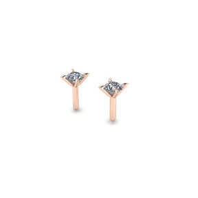 Boucle d'oreilles puce serti griffe Diamant rond or rose (AL3001R)