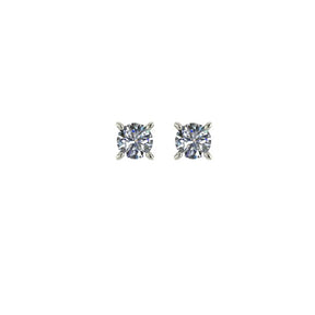 Boucle d'oreilles puce serti griffe Diamant rond or blanc (AL3001R)