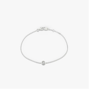 Bracelet solitaire sertis clos Diamant Rond or blanc (AL4002R)