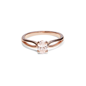 Bague solitaire diamant ovale avec split or rose (AL014O)