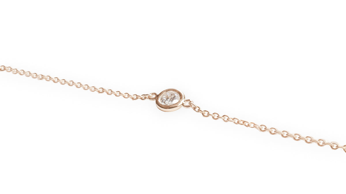 Bracelet solitaire sertis clos Diamant Rond or rose (AL4002R)