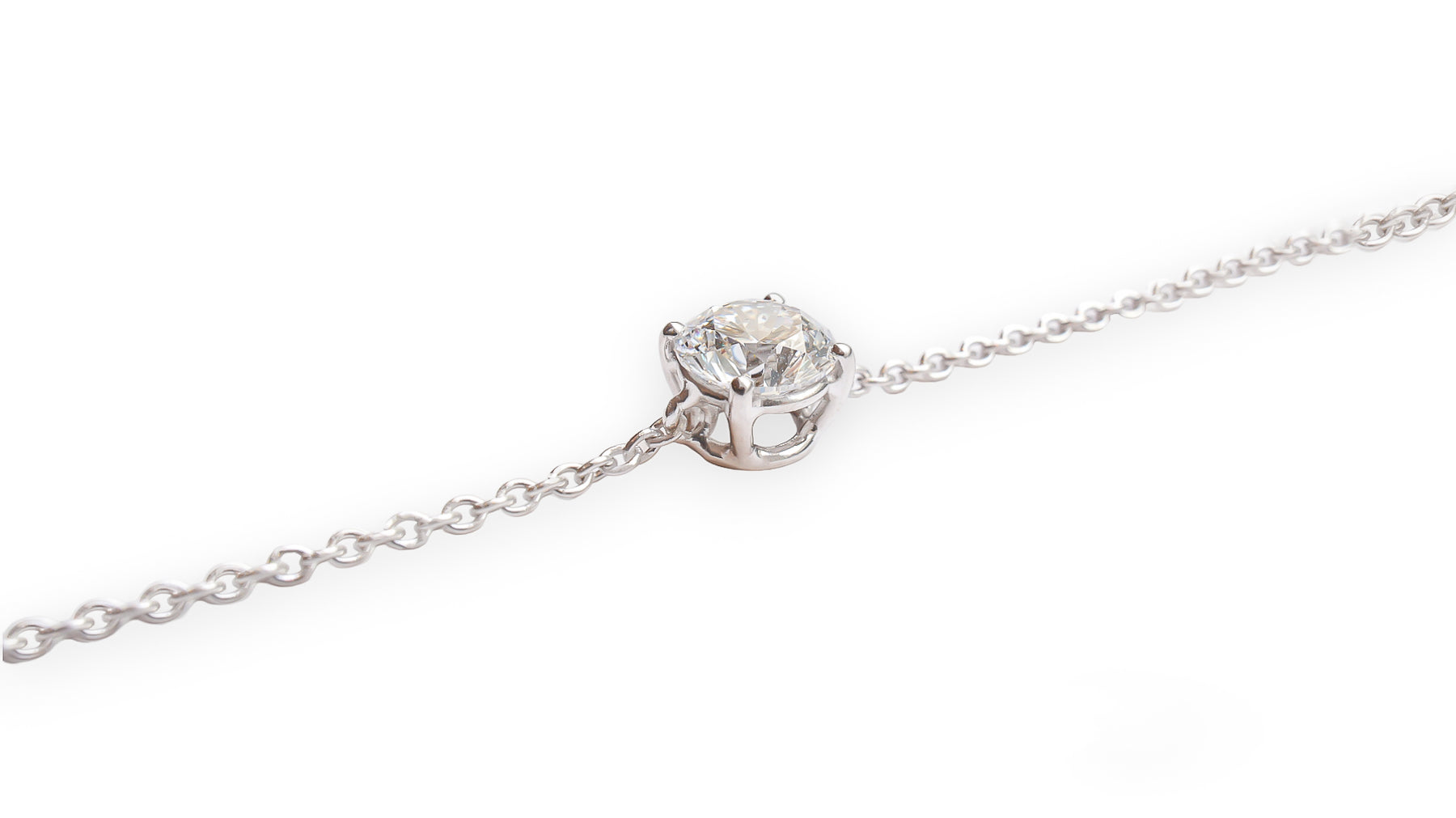 Bracelet solitaire diamant rond griffes or blanc (AL4000R)