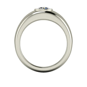 Bague serti clos diamant rond type jonc or blanc (AL006R)