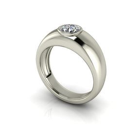 Bague serti clos diamant rond type jonc or blanc (AL006R)