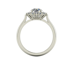 Bague à entourage type marguerite diamant rond or blanc (AL007R)