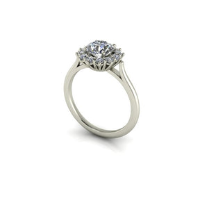 Bague à entourage type marguerite diamant rond or blanc (AL007R)