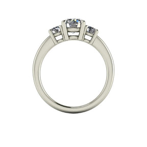 Bague trilogie serti griffe diamant rond or blanc (AL008R)