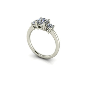 Bague trilogie serti griffe diamant rond or blanc (AL008R)