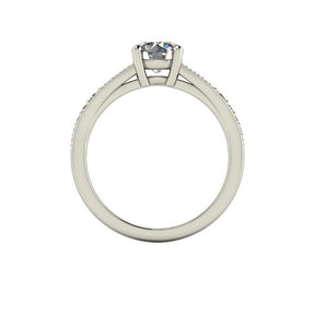 Bague solitaire diamant rond avec split et pavage or blanc (AL011R)