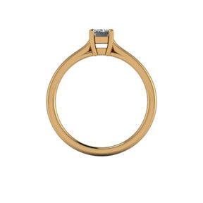 Bague solitaire serti griffe diamant émeraude monture cathédrale or jaune (AL013E)