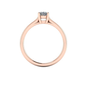Bague solitaire serti griffe diamant ovale monture cathédrale or rose (AL013O)