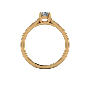 Bague solitaire serti griffe diamant ovale monture cathédrale or jaune (AL013O)