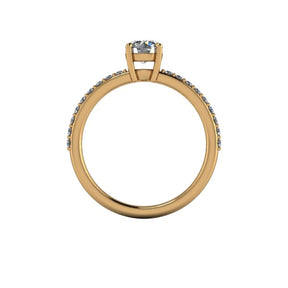 Bague solitaire diamant rond avec pavage or jaune (AL012R)