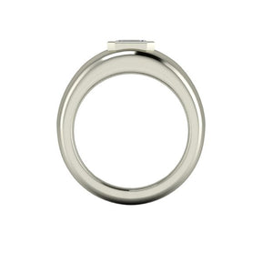 Bague serti clos diamant émeraude type jonc or blanc (AL006E)