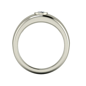 Bague serti clos diamant ovale type jonc or blanc (AL006O)