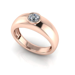 Bague serti clos diamant rond type jonc or rose (AL006R)