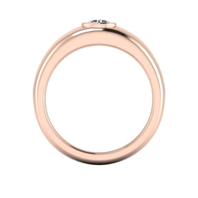 Bague serti clos diamant rond type jonc or rose (AL006R)