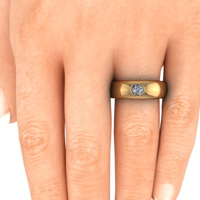Bague serti clos diamant rond type jonc or jaune (AL006R)
