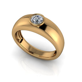 Bague serti clos diamant rond type jonc or jaune (AL006R)