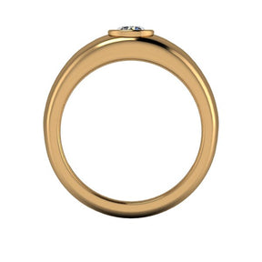 Bague serti clos diamant rond type jonc or jaune (AL006R)