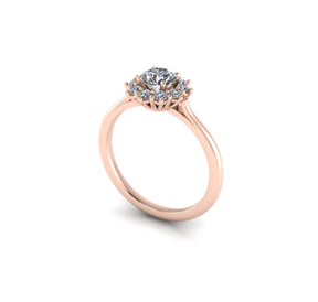 Bague à entourage type marguerite diamant rond or rose (AL007R)