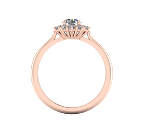 Bague à entourage type marguerite diamant rond or rose (AL007R)