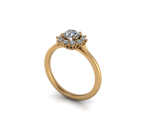 Bague à entourage type marguerite diamant rond or jaune (AL007R)