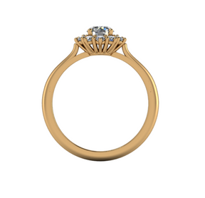 Bague à entourage type marguerite diamant rond or jaune (AL007R)