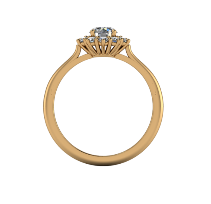 Bague a entourage type marguerite diamant rond or jaune AL007R