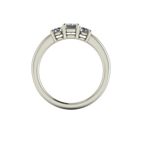 Bague trilogie serti griffe diamant émeraude or blanc (AL008E)