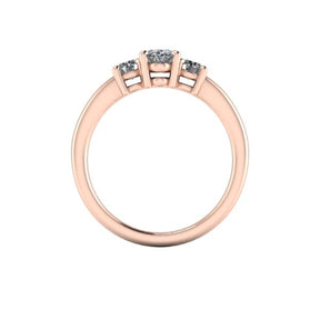 Bague trilogie serti griffe diamant ovale or rose (AL008O)