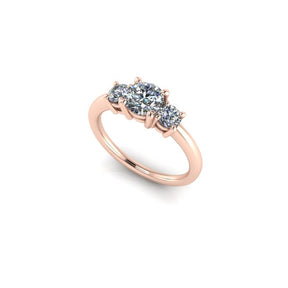 Bague trilogie serti griffe diamant rond or rose (AL008R)