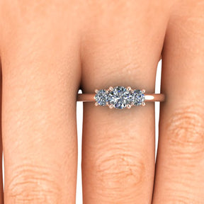 Bague trilogie serti griffe diamant rond or rose (AL008R)
