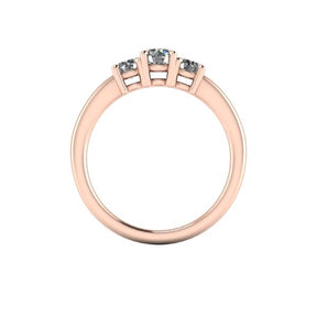 Bague trilogie serti griffe diamant rond or rose (AL008R)
