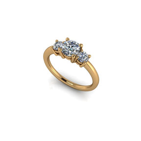 Bague trilogie serti griffe diamant rond or jaune (AL008R)