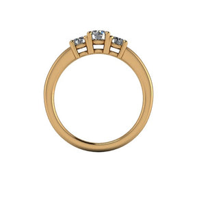 Bague trilogie serti griffe diamant rond or jaune (AL008R)