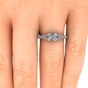 Bague solitaire diamant rond avec split et pavage or rose (AL011R)