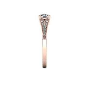 Bague solitaire diamant rond avec split et pavage or rose (AL011R)