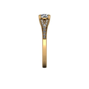 Bague solitaire diamant rond avec split et pavage or jaune (AL011R)