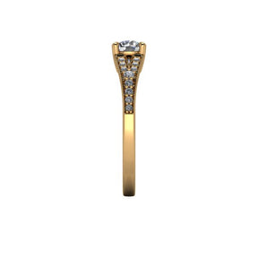 Bague solitaire diamant rond avec split et pavage or jaune (AL011R)