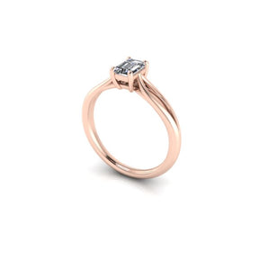 Bague solitaire diamant émeraude avec split or rose (AL014E)